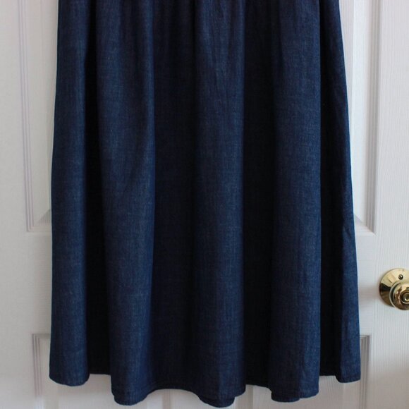 Madewell Smocked-Waist Denim Midi Skirt In Rinse Wash Size Large - Picture 5 of 10